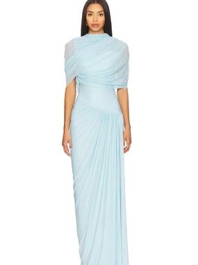 Deme by Gabriella Blue Draped Maxi Dress